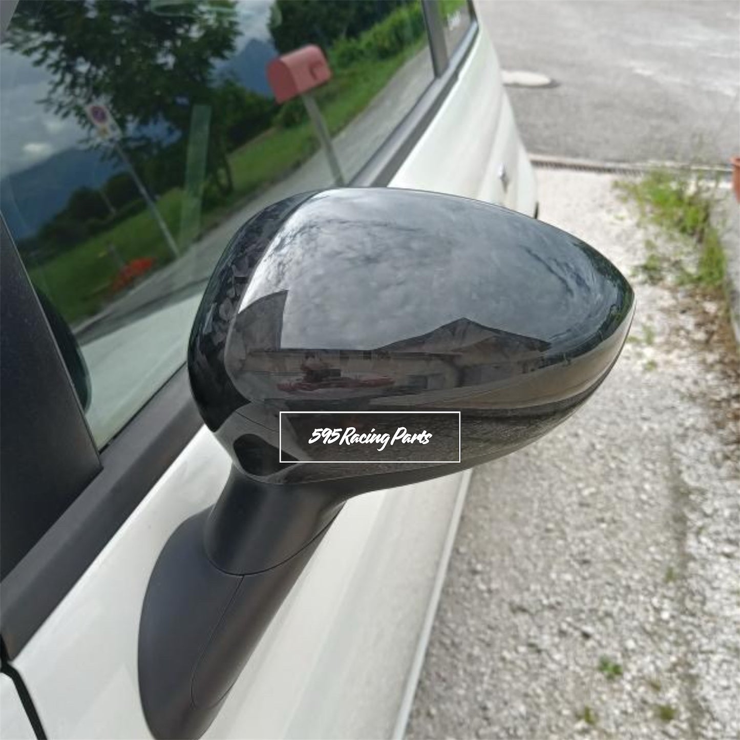 Pair of REAL CARBON Mirror Cover Caps Fiat 500 Abarth - 595 - 695 - Punto Abarth - Alfa Romeo 4C