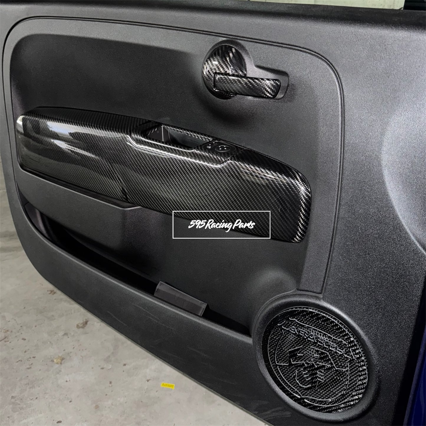 Pair of REAL CARBON Interior Door Covers Fiat 500 Abarth - 595 - 695