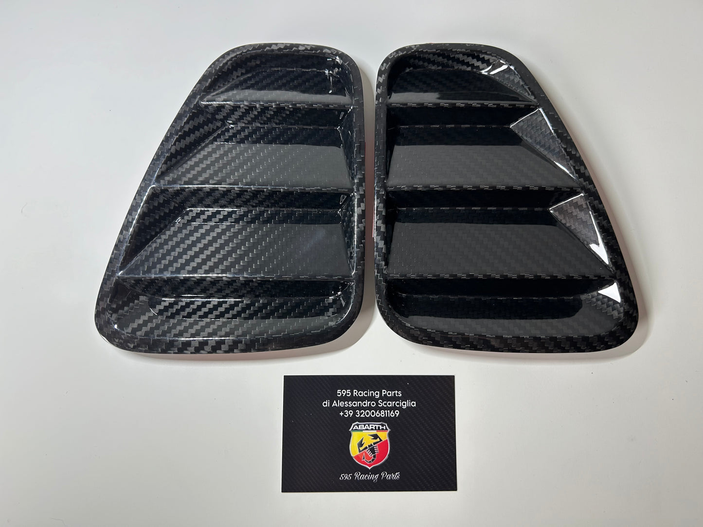Coppia Placchette fanali posteriori in CARBONIO VERO Fiat 500 Abarth - 595 - 695 Restyling