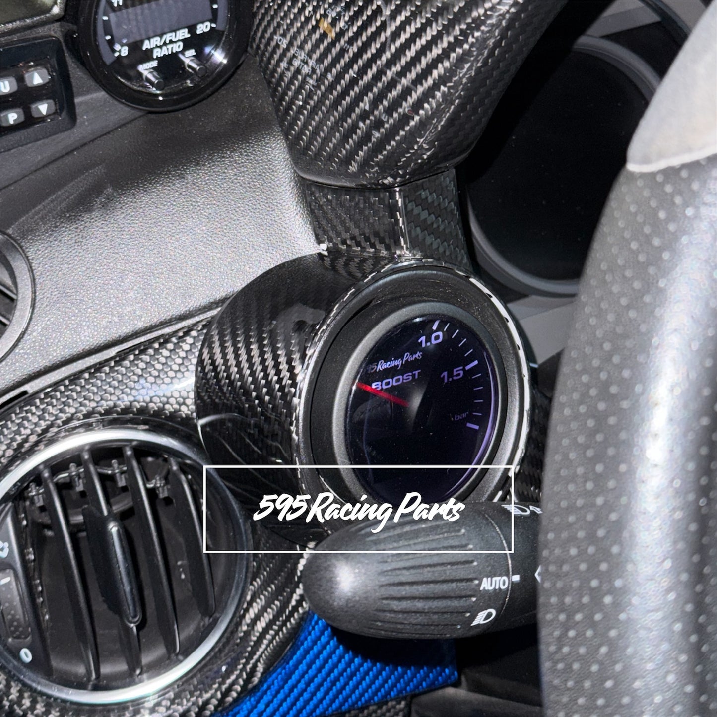 Cover manometro turbo completo in CARBONIO VERO per Fiat 500 Abarth - 595 - 695
