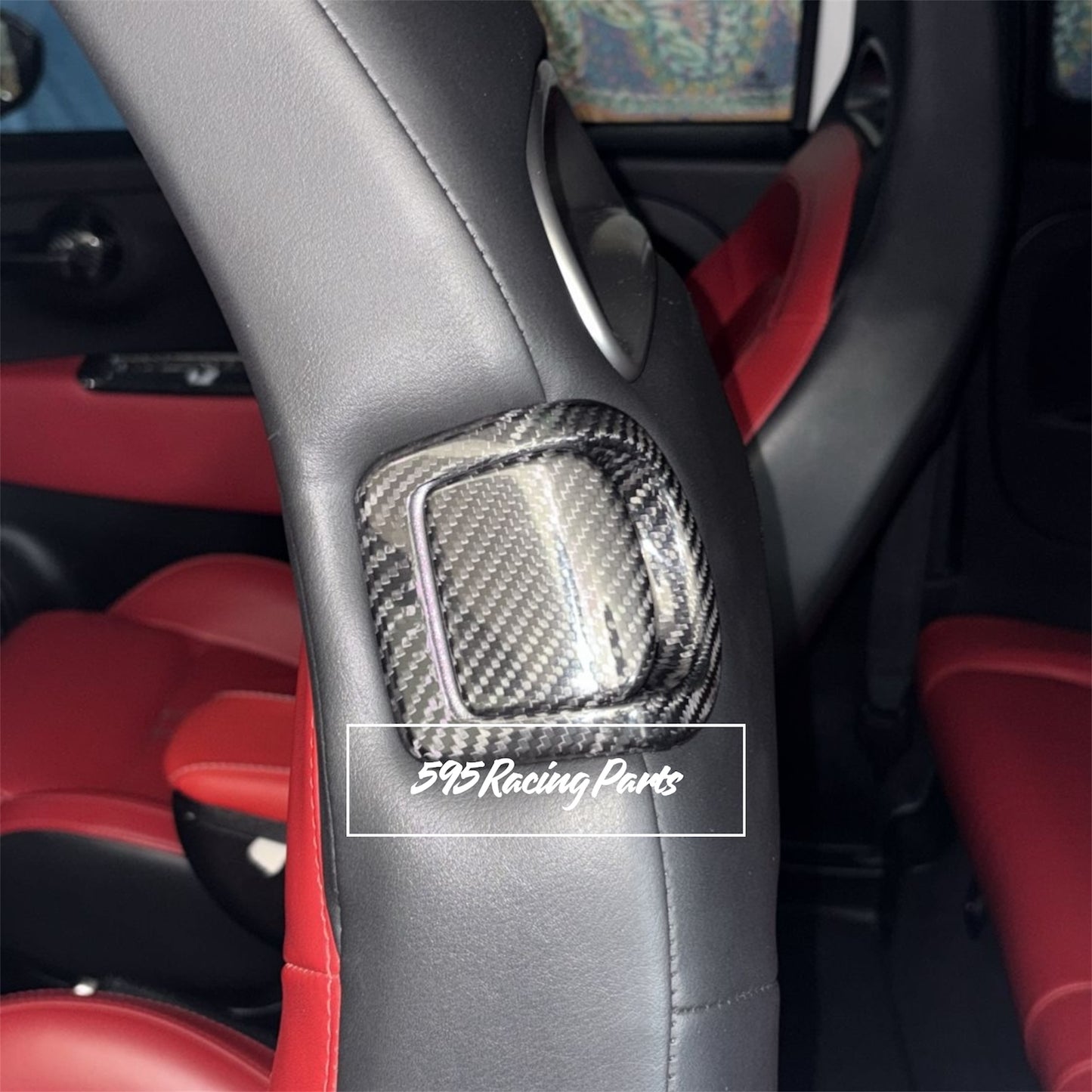 Pair of seat handles cover in REAL CARBON Fiat 500 Abarth - 595 - 695