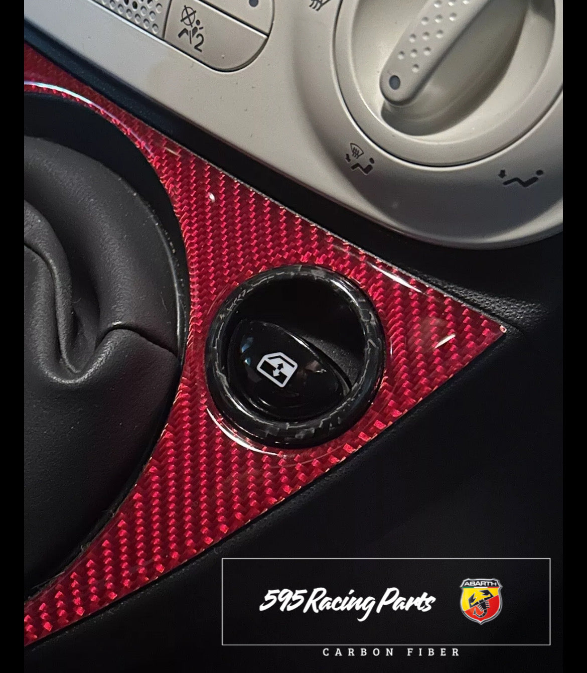 Pair of window lifter rings cover in REAL CARBON for Fiat 500 Abarth - 595 - 695 - Fiat 500 - in different finishes