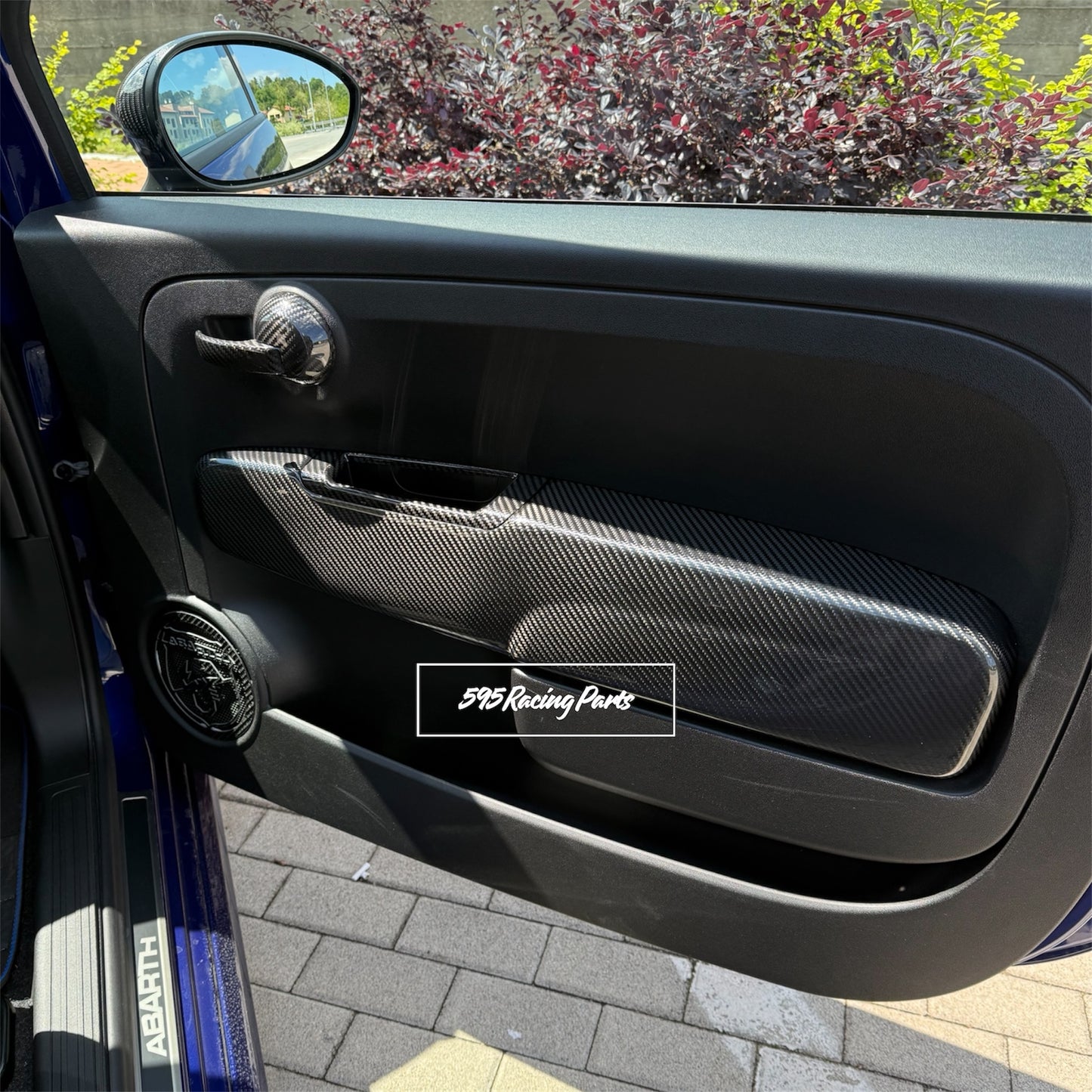 Pair of REAL CARBON Interior Door Covers Fiat 500 Abarth - 595 - 695