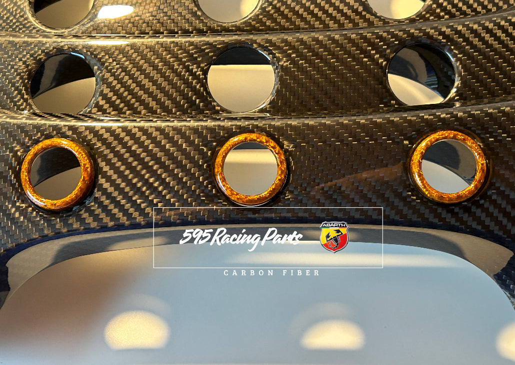 Dashboard Button Rings in REAL CARBON Fiat 500 Abarth - 595 - 695 - Fiat 500 - in different finishes