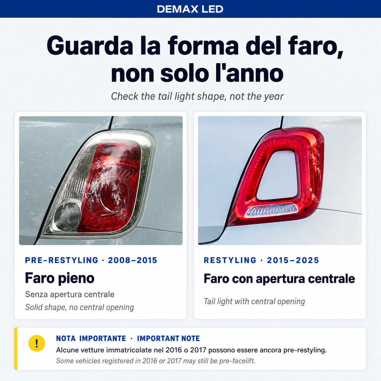 Fari LED Posteriori Abarth & Fiat 500 (2008-2015) Pre Restyling