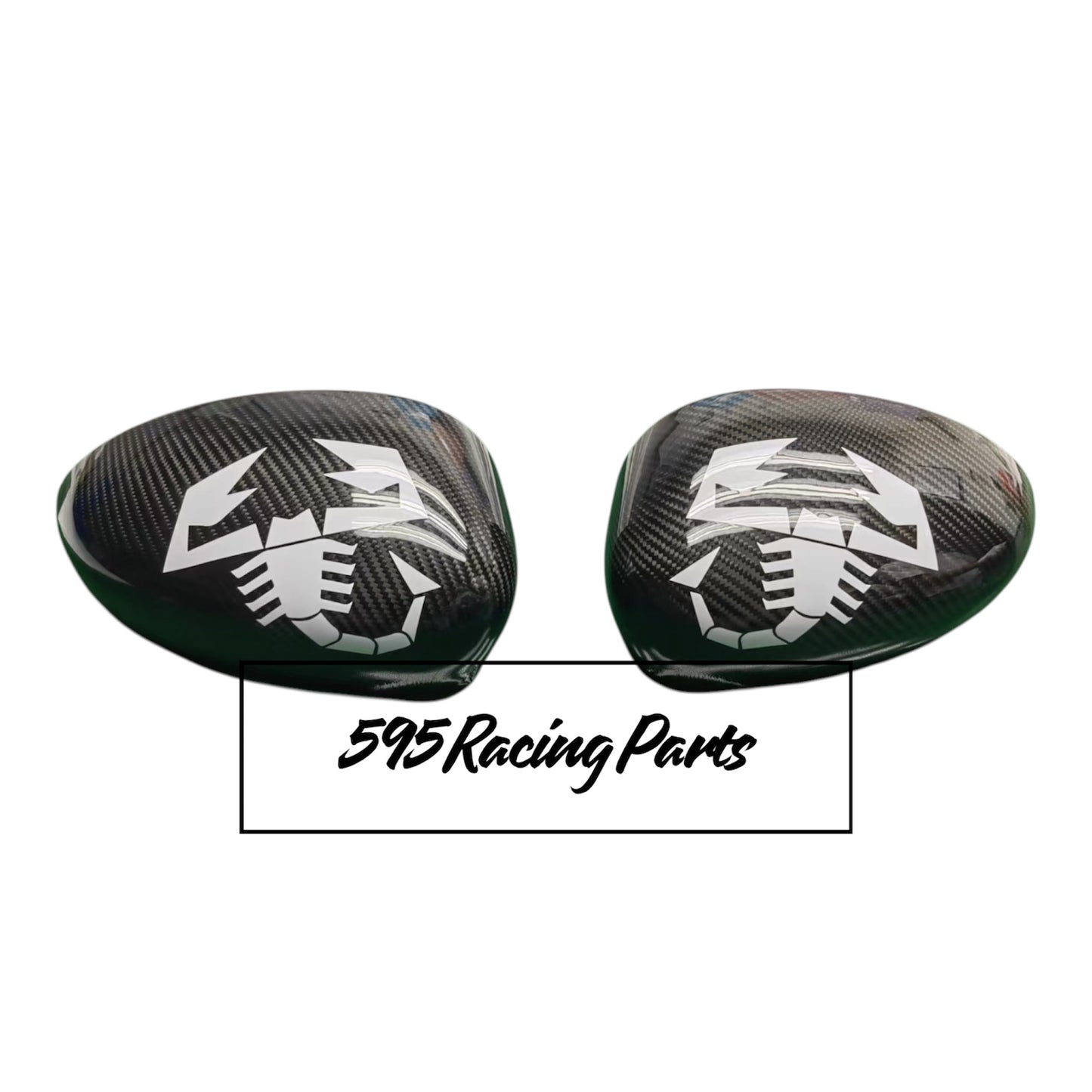 Coppia Cover Calotte Specchietti Aerografate in CARBONIO VERO per Fiat 500 Abarth - 595 - 695 - Punto Abarth