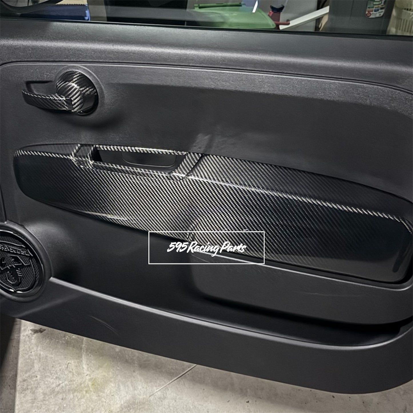 Pair of REAL CARBON Interior Door Covers Fiat 500 Abarth - 595 - 695