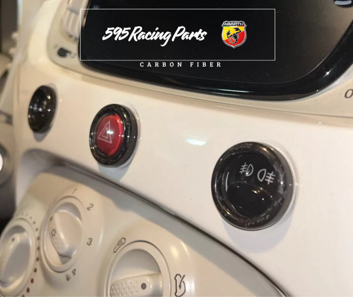 Dashboard Button Rings in REAL CARBON Fiat 500 Abarth - 595 - 695 - Fiat 500 - in different finishes