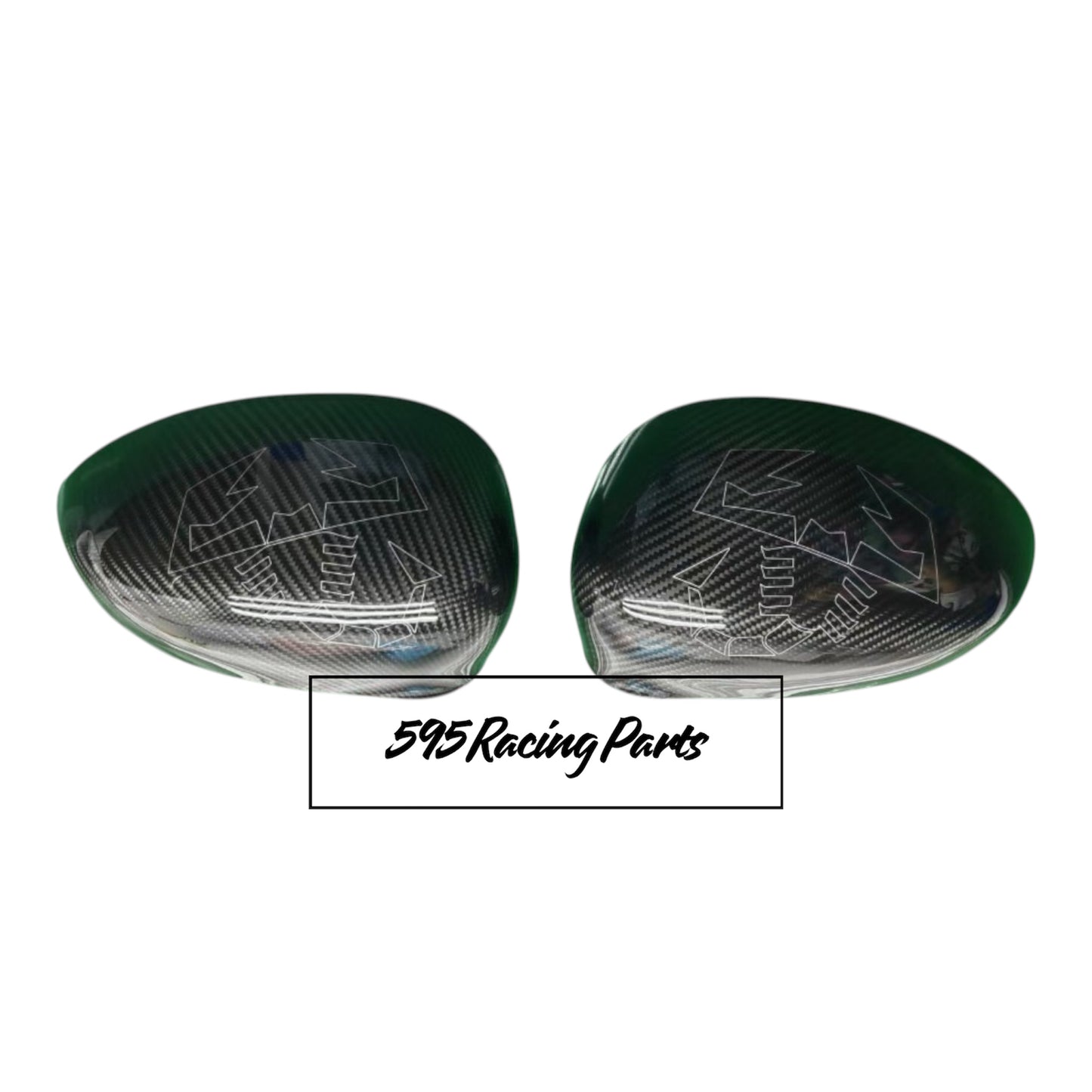 Coppia Cover Calotte Specchietti Aerografate in CARBONIO VERO per Fiat 500 Abarth - 595 - 695 - Punto Abarth