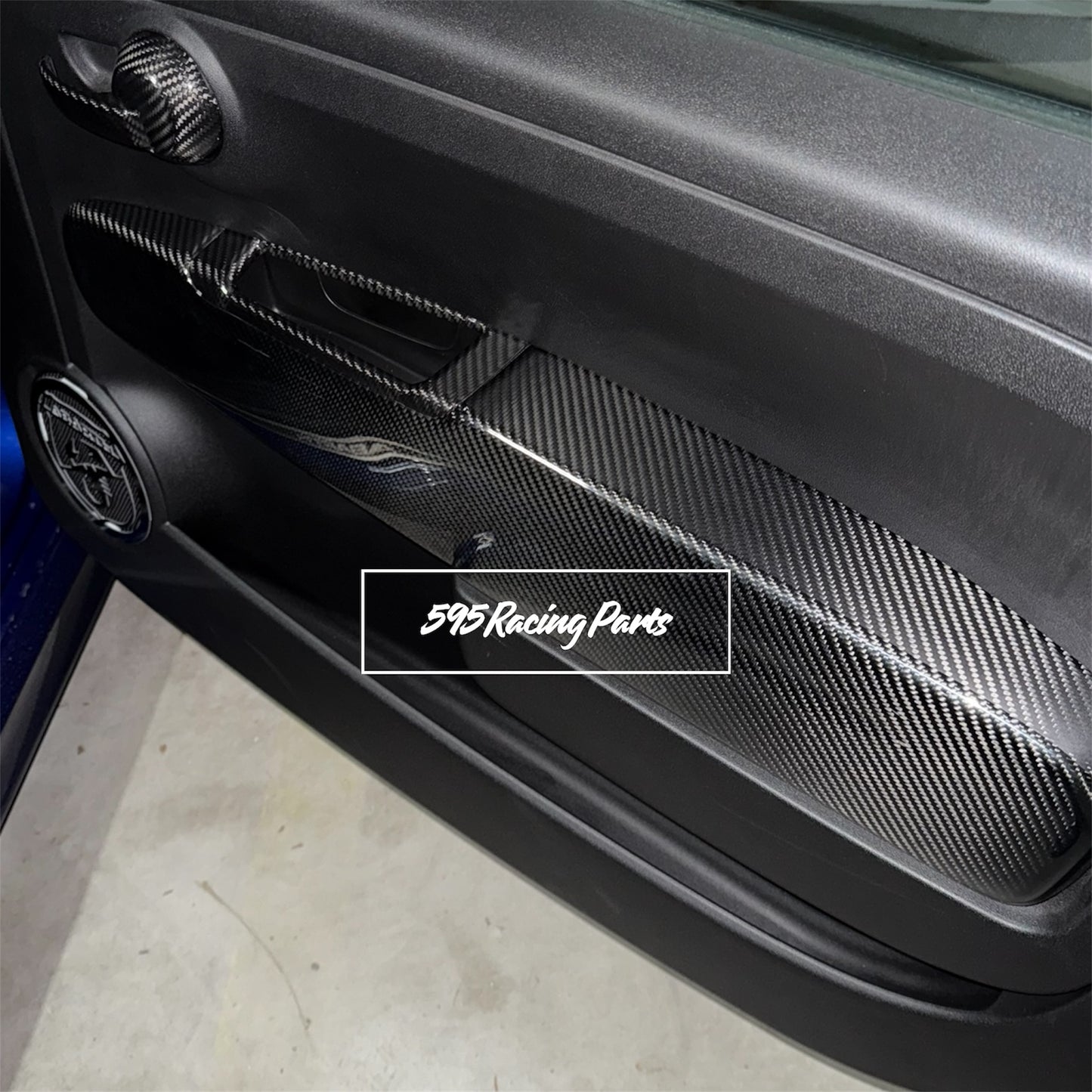 Pair of REAL CARBON Interior Door Covers Fiat 500 Abarth - 595 - 695
