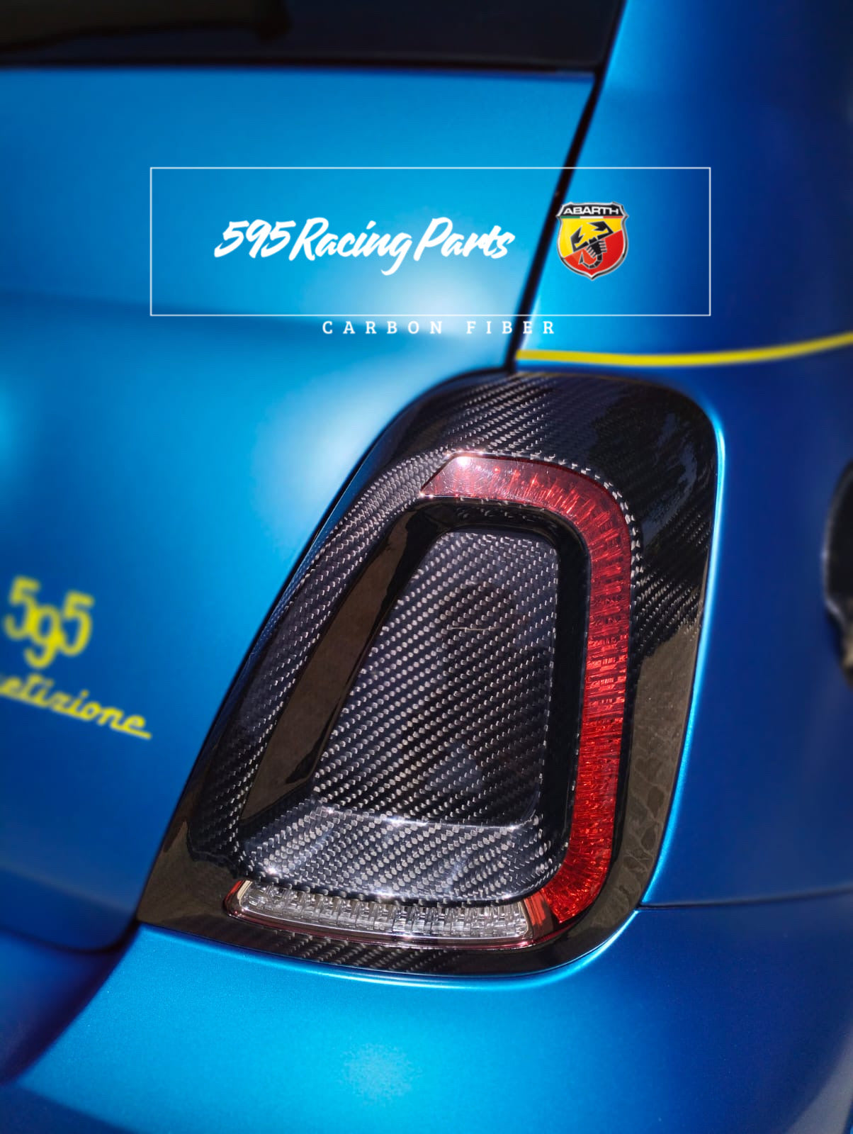 Coppia Cover fanali posteriori in VERO CARBONIO per Abarth 500 - 595 - 695 - Fiat 500 Restyling