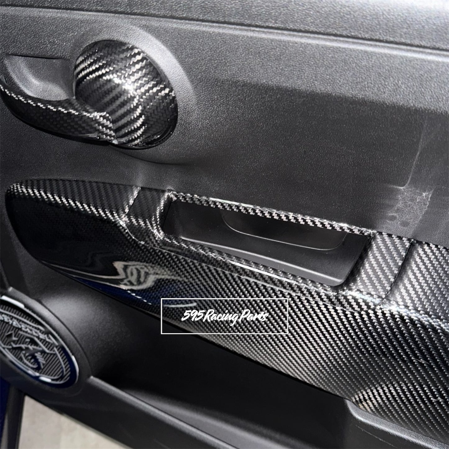Pair of REAL CARBON Interior Door Covers Fiat 500 Abarth - 595 - 695