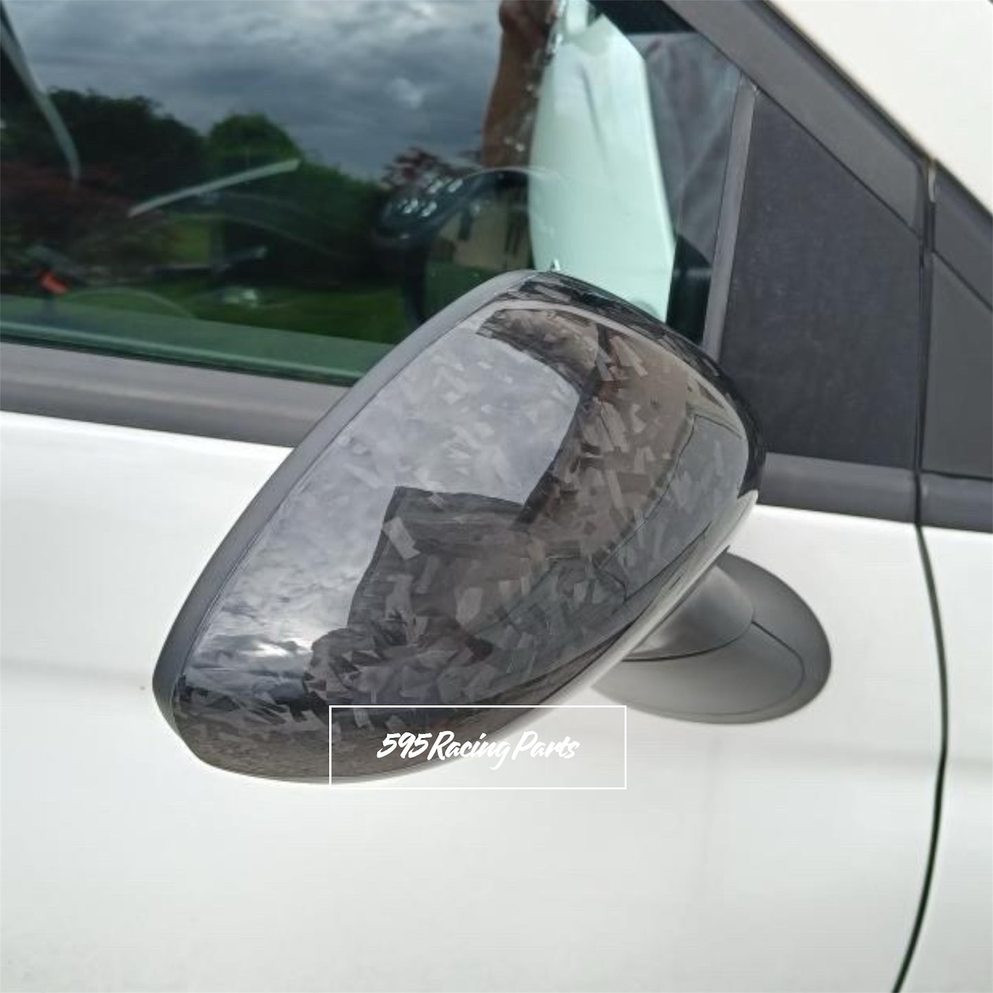 Pair of REAL CARBON Mirror Cover Caps Fiat 500 Abarth - 595 - 695 - Punto Abarth - Alfa Romeo 4C