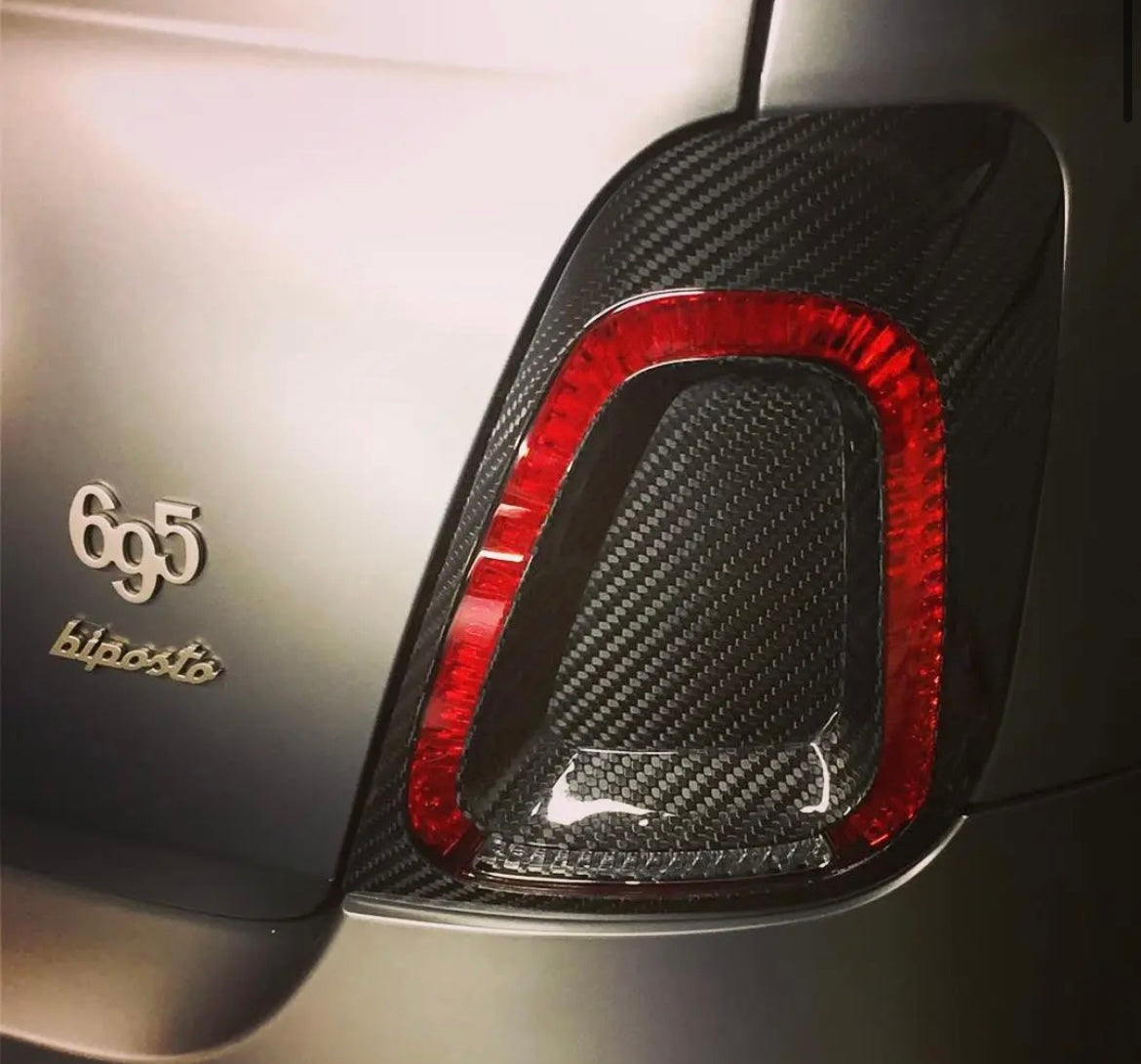 Coppia Cover Fanali Posteriori in CARBONIO VERO Per Abarth 500 - 595 - 695 Restyling - in diverse finiture