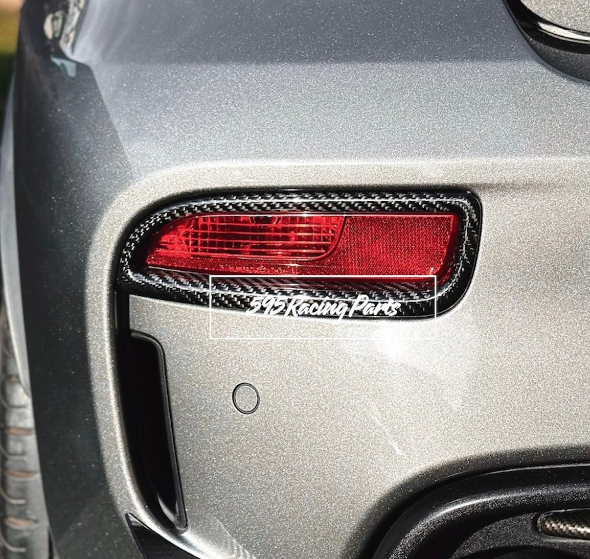 Pair of REAL CARBON rear fog light frame covers for Abarth 500 - 595 - 695 Restyling