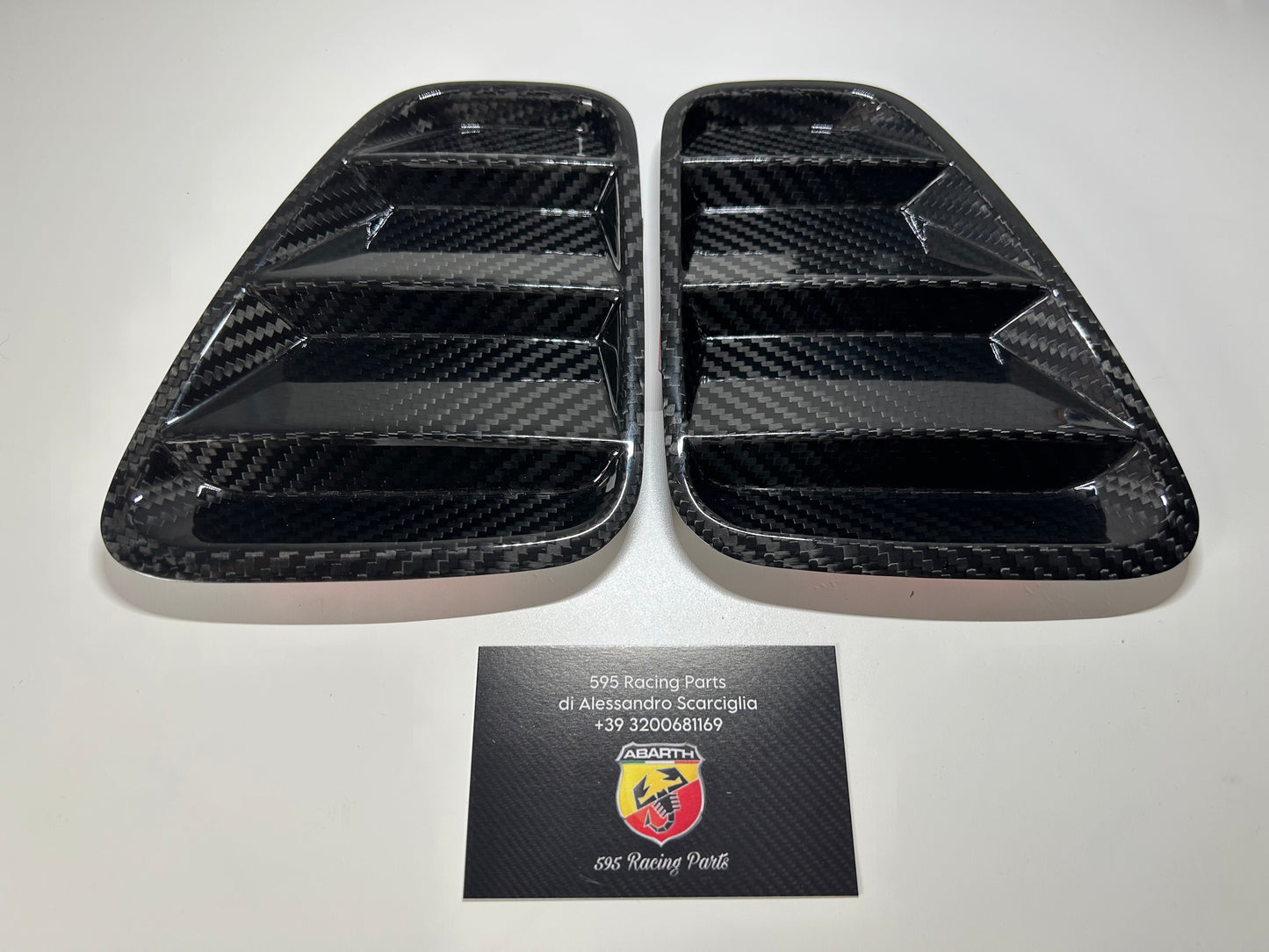 Coppia Placchette fanali posteriori in CARBONIO VERO Fiat 500 Abarth - 595 - 695 Restyling