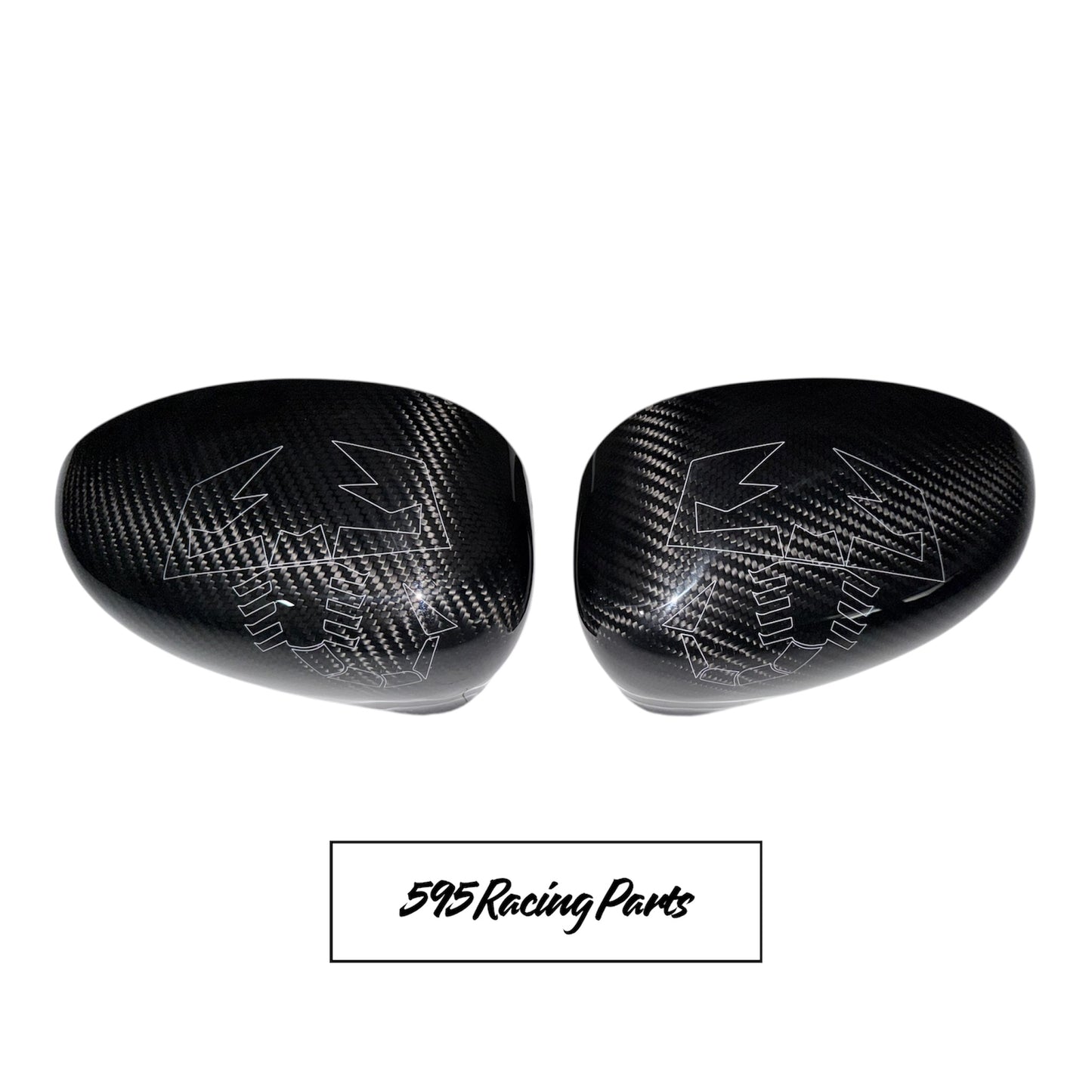 Coppia Cover Calotte Specchietti Aerografate in CARBONIO VERO per Fiat 500 Abarth - 595 - 695 - Punto Abarth - diverse finiture