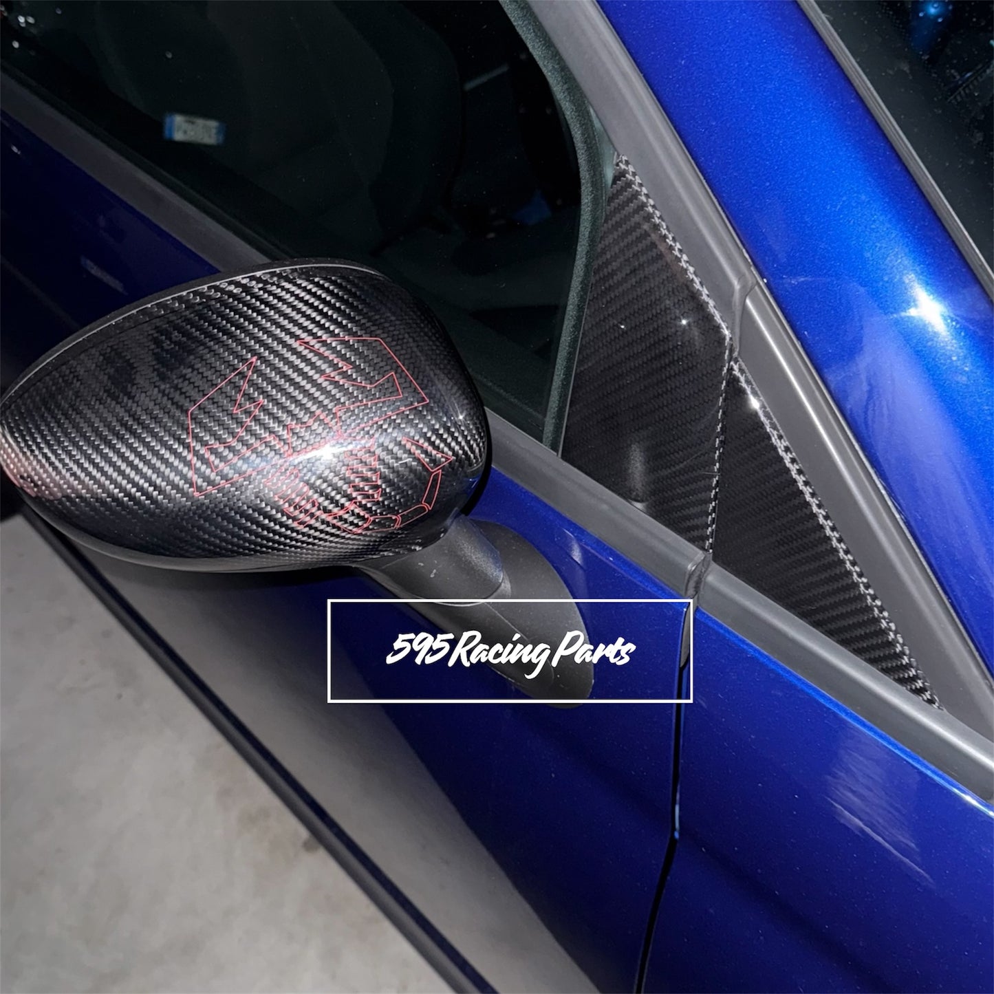 Coppia Cover Calotte Specchietti Aerografate in CARBONIO VERO per Fiat 500 Abarth - 595 - 695 - Punto Abarth - diverse finiture