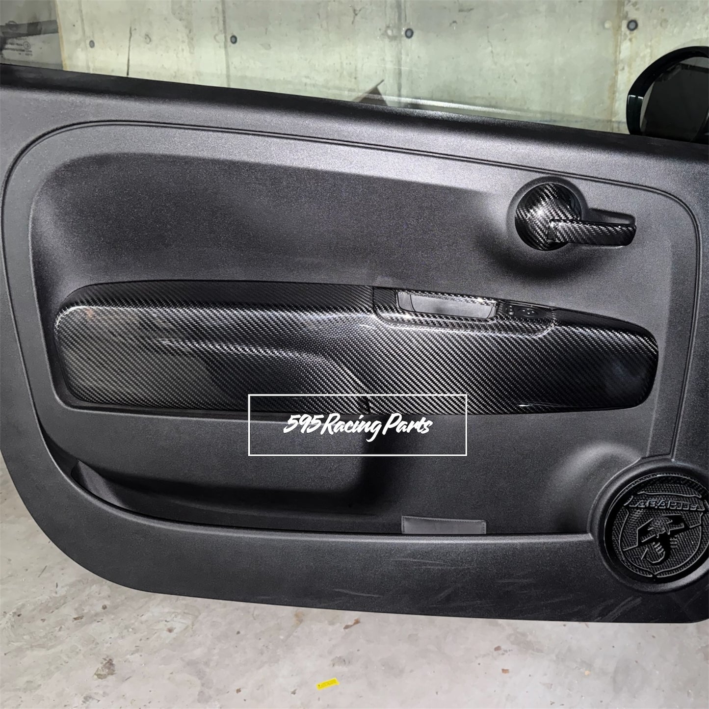 Pair of REAL CARBON Interior Door Covers Fiat 500 Abarth - 595 - 695