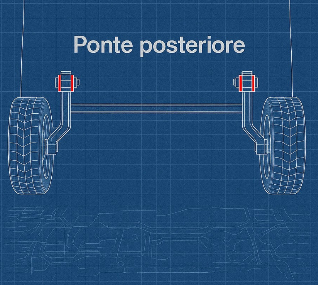 Kit 2 boccole PONTE POSTERIORE in poliuretano Fiat 500 Abarth - 595 - 695