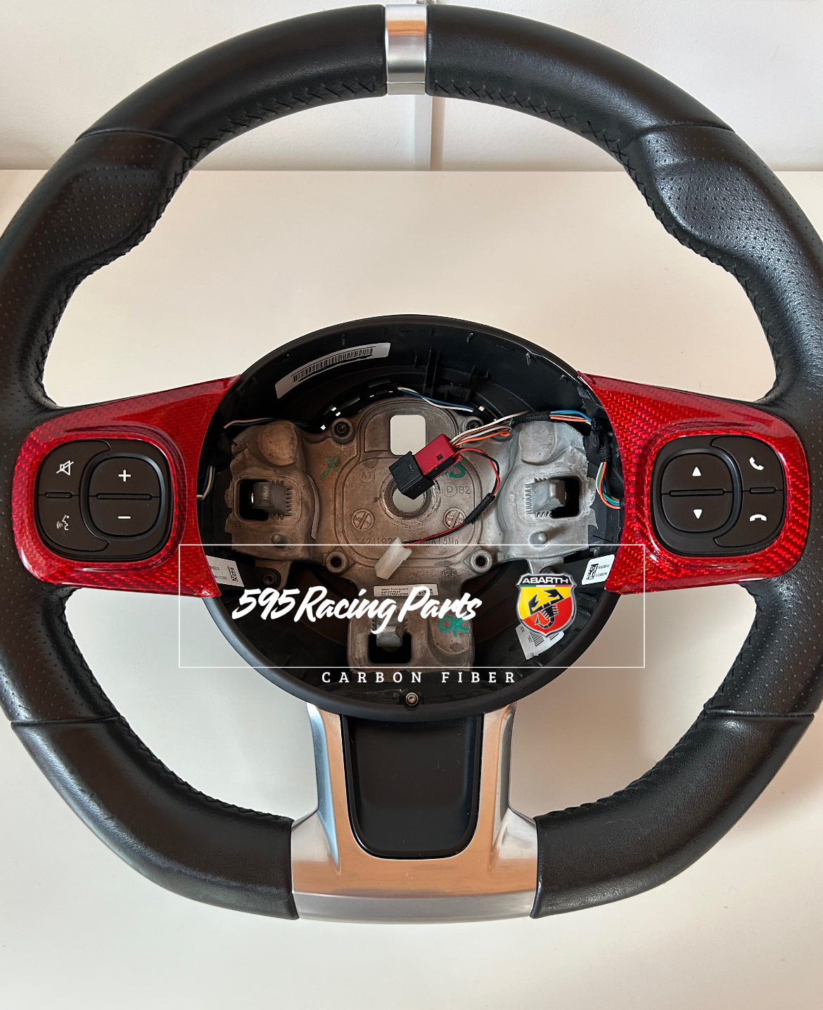 Steering Wheel Transformation Kit in REAL CARBON for Abarth 595 - 500 - 695 - Restyling - in different finishes