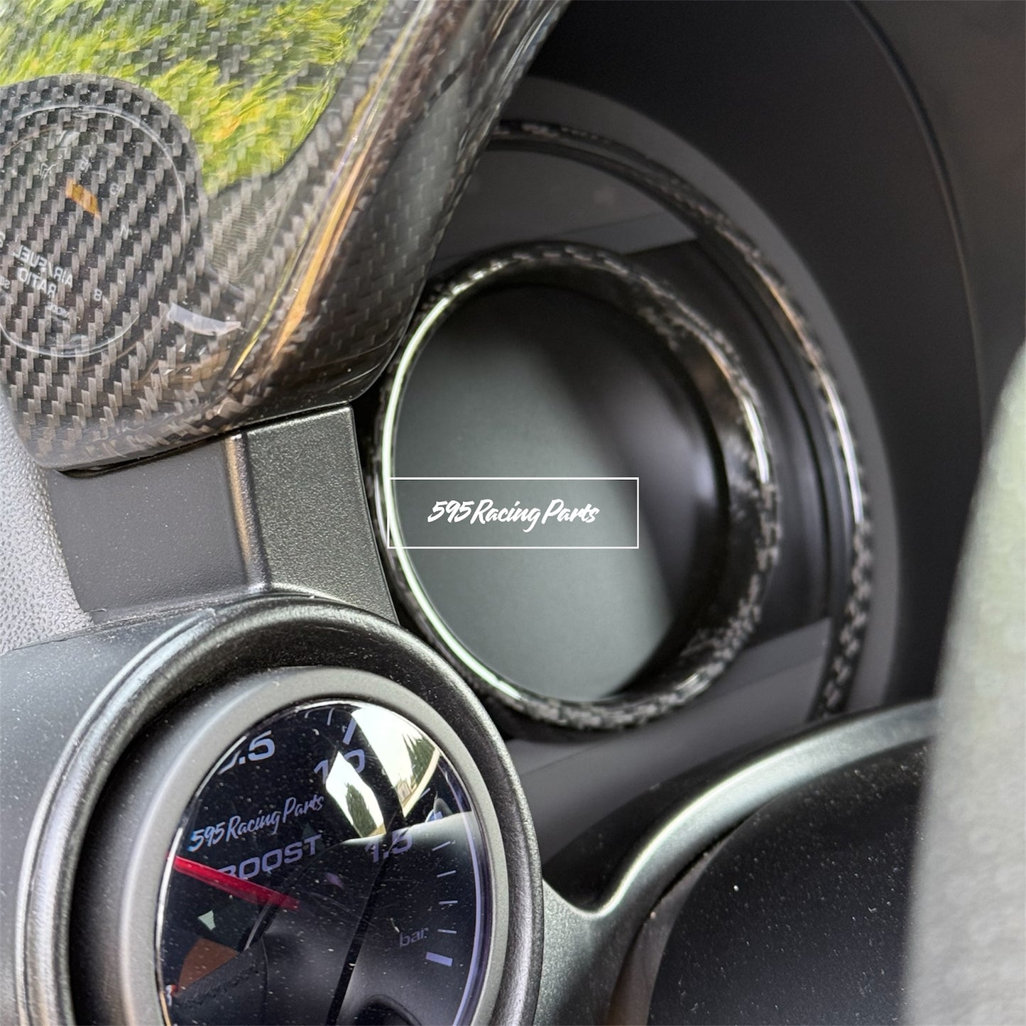 Cover anelli tft contachilometri in VERO CARBONIO per Fiat 500 Abarth - tutte le versioni con display