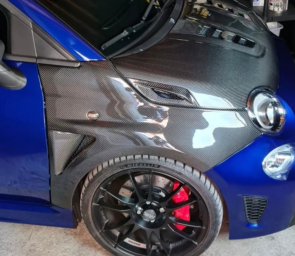 Coppia Parafanghi in VERO CARBONIO per Fiat 500 Abarth - 595 - 695