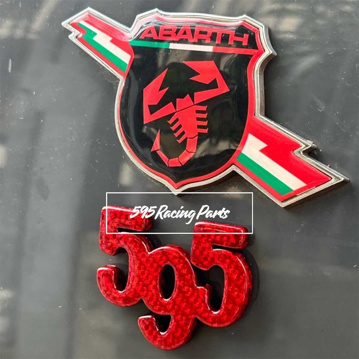 Cover logo 595 in REAL CARBON Fiat 500 Abarth - 595 - EXCLUSIVE
