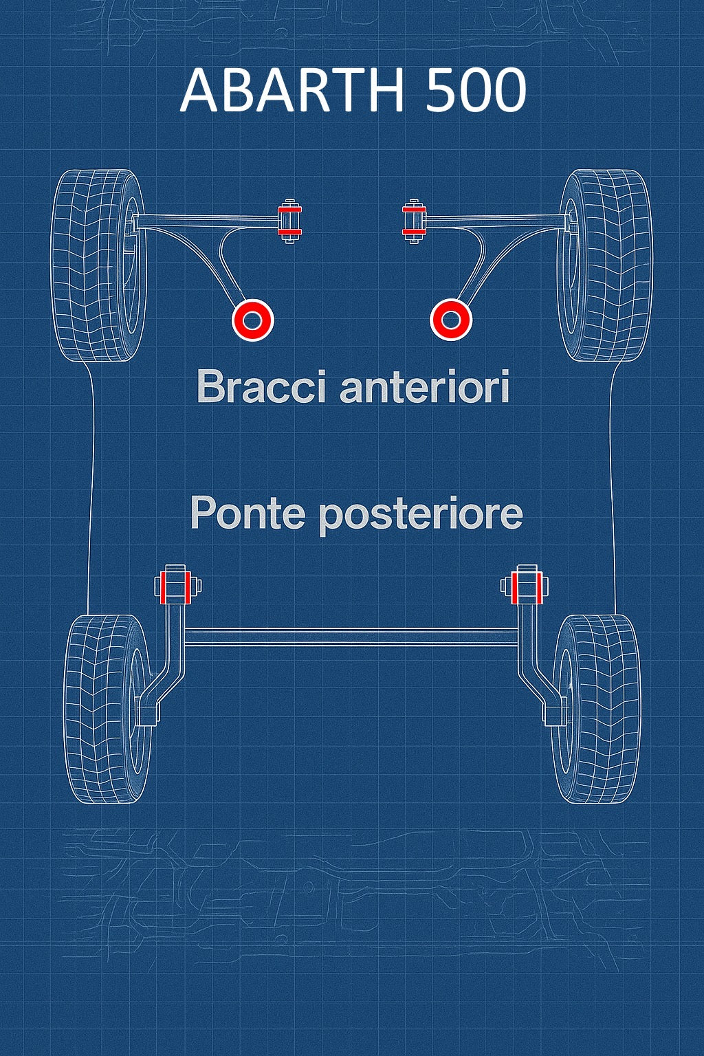 Kit boccole per bracci anteriori + ponte posteriore 500 Abarth - 595 - 695
