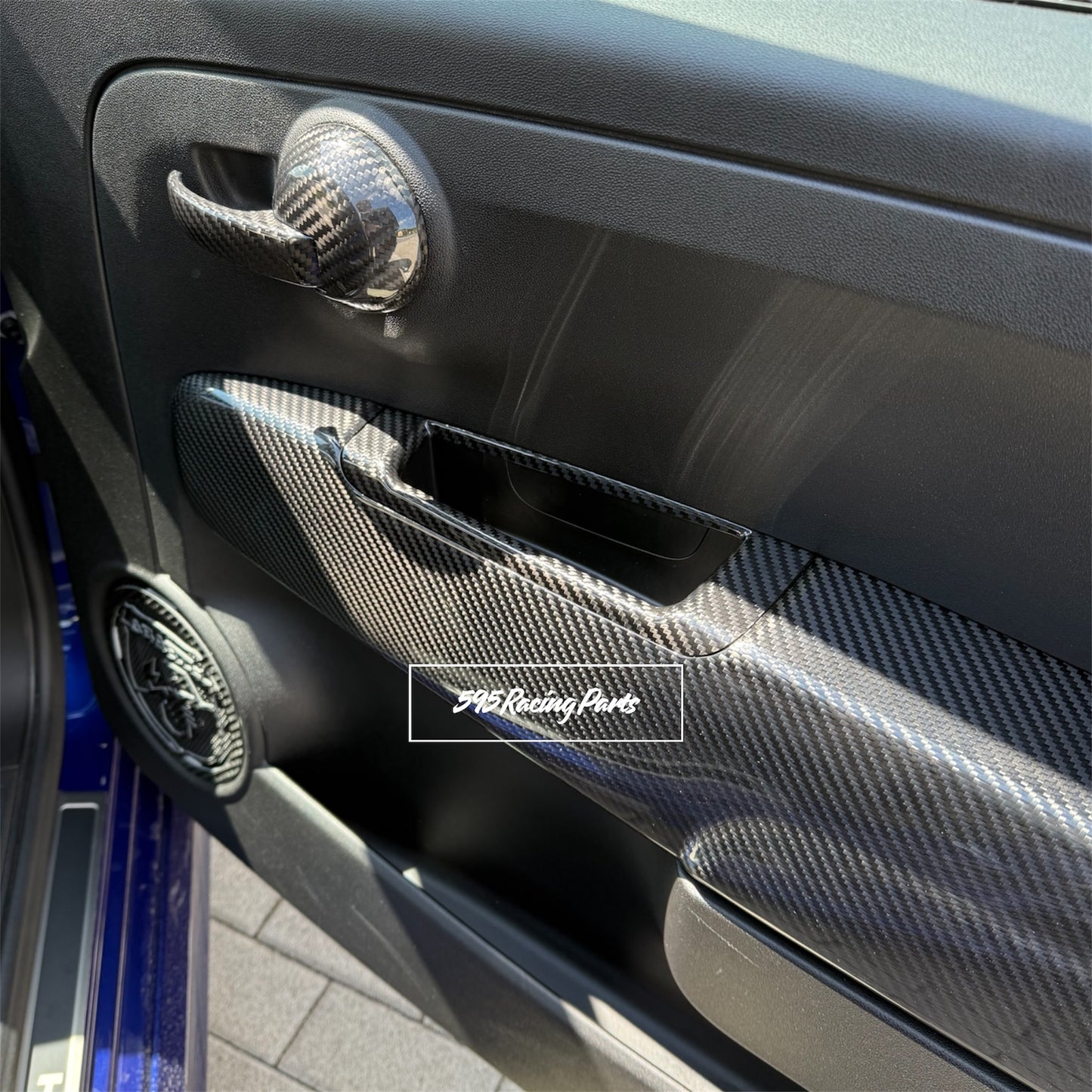 Pair of REAL CARBON Interior Door Covers Fiat 500 Abarth - 595 - 695