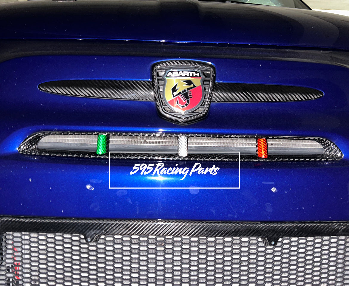 Cover in VERO CARBONIO tricolore per presa d’aria paraurti Fiat 500 Abarth- 595 - 695 - Restyling