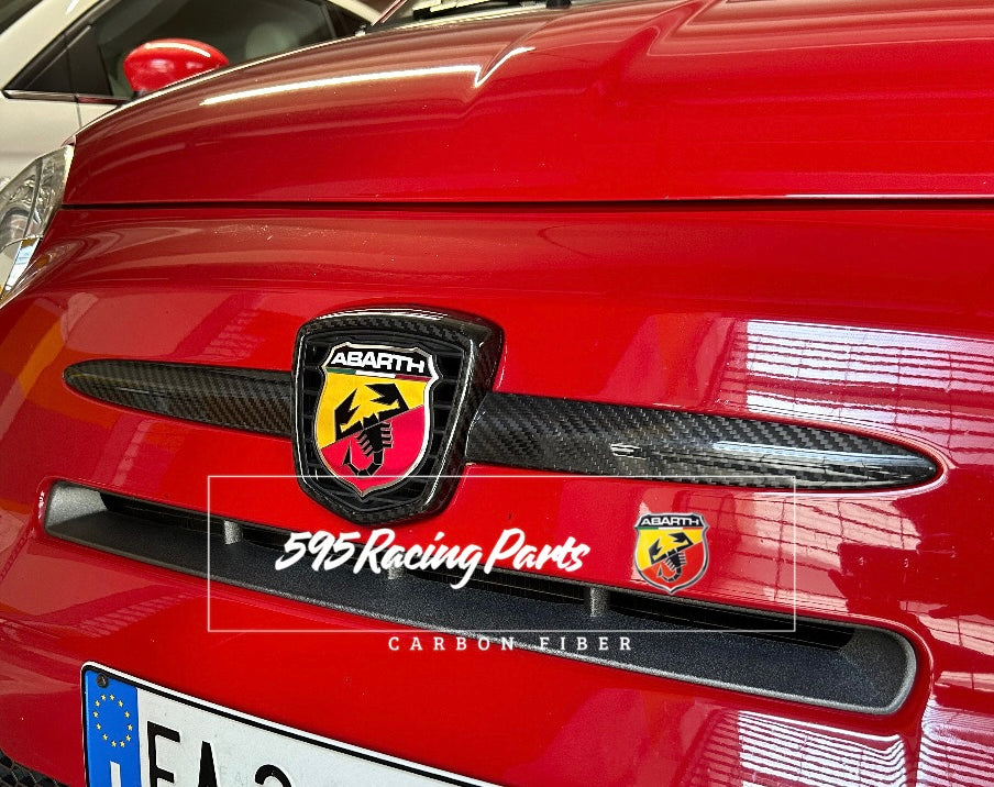 Front Logo Cover in REAL CARBON Fiat 500 Abarth 595 - 695 