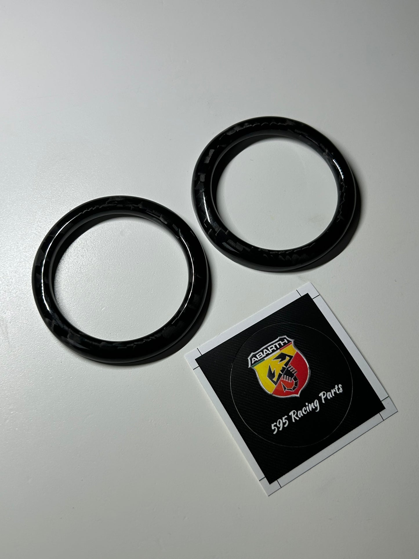 Cover coppia anelli alza finestrini in CARBONIO VERO per Fiat 500 Abarth - 595 - 695 - Fiat 500 - in diverse finiture