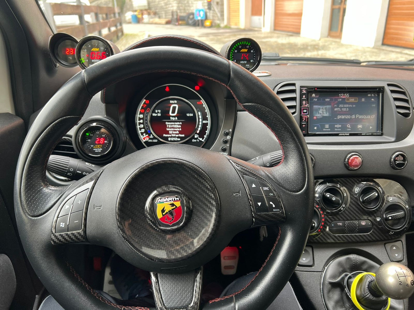 Cover coppia Pulsanti Volante Pre Restyling in CARBONIO VERO Fiat 500 Abarth 595 - 695