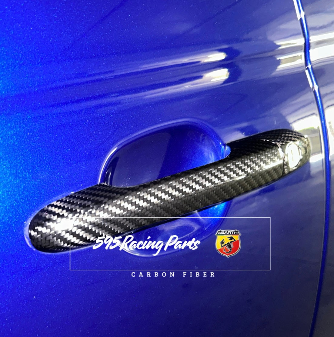 Pair of Door Handle Covers in REAL CARBON Fiat 500 Abarth 595 - 695 - Fiat 500 