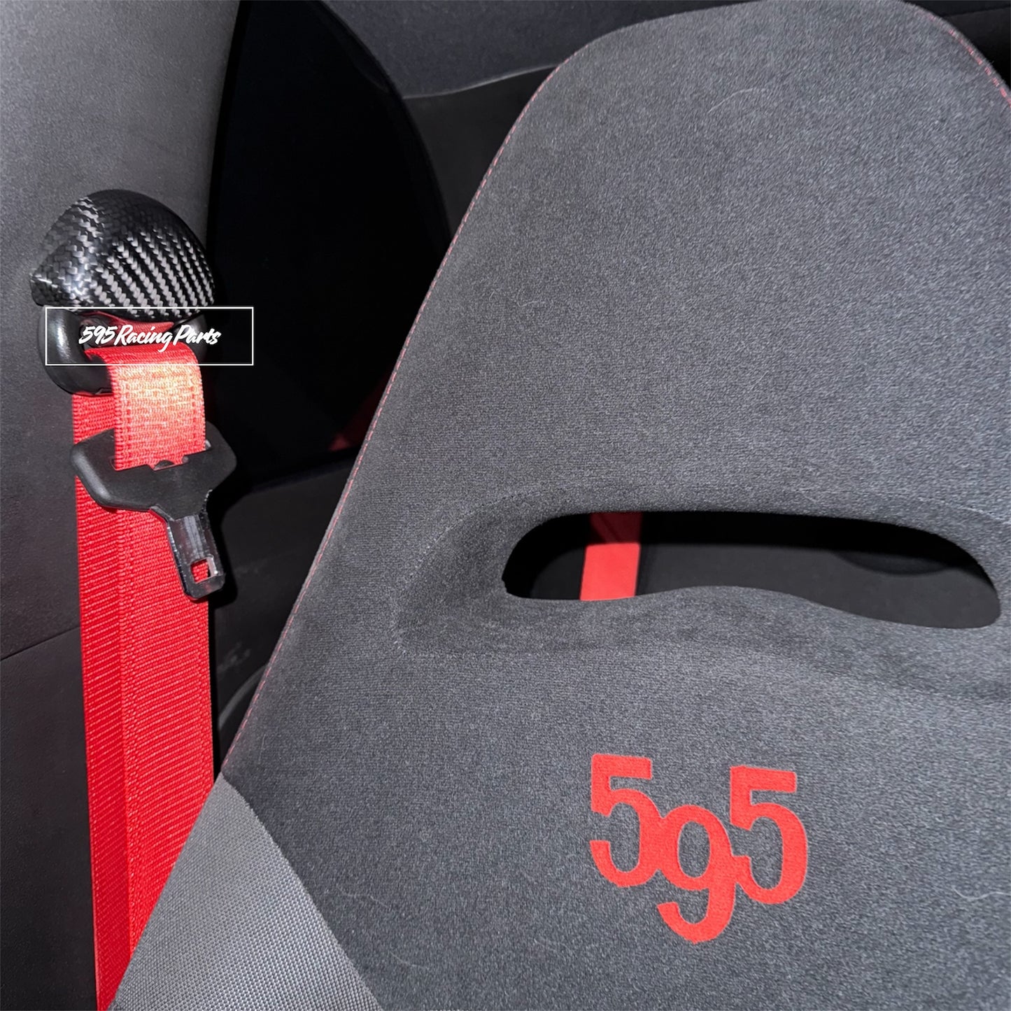 Cover coppia agganci cintura in VERO CARBONIO per Fiat 500 Abarth - 595 - 695
