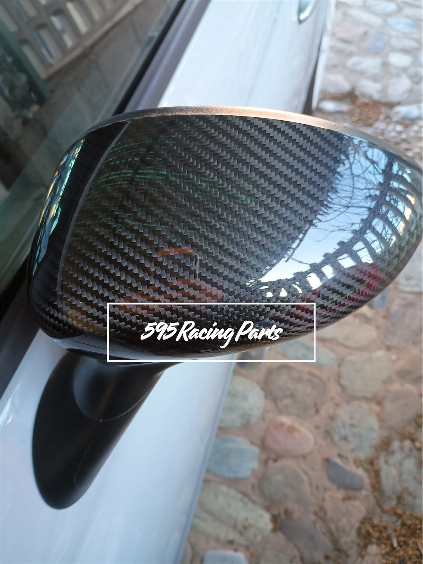 Pair of REAL CARBON Mirror Cover Caps Fiat 500 Abarth - 595 - 695 - Punto Abarth - Alfa Romeo 4C 
