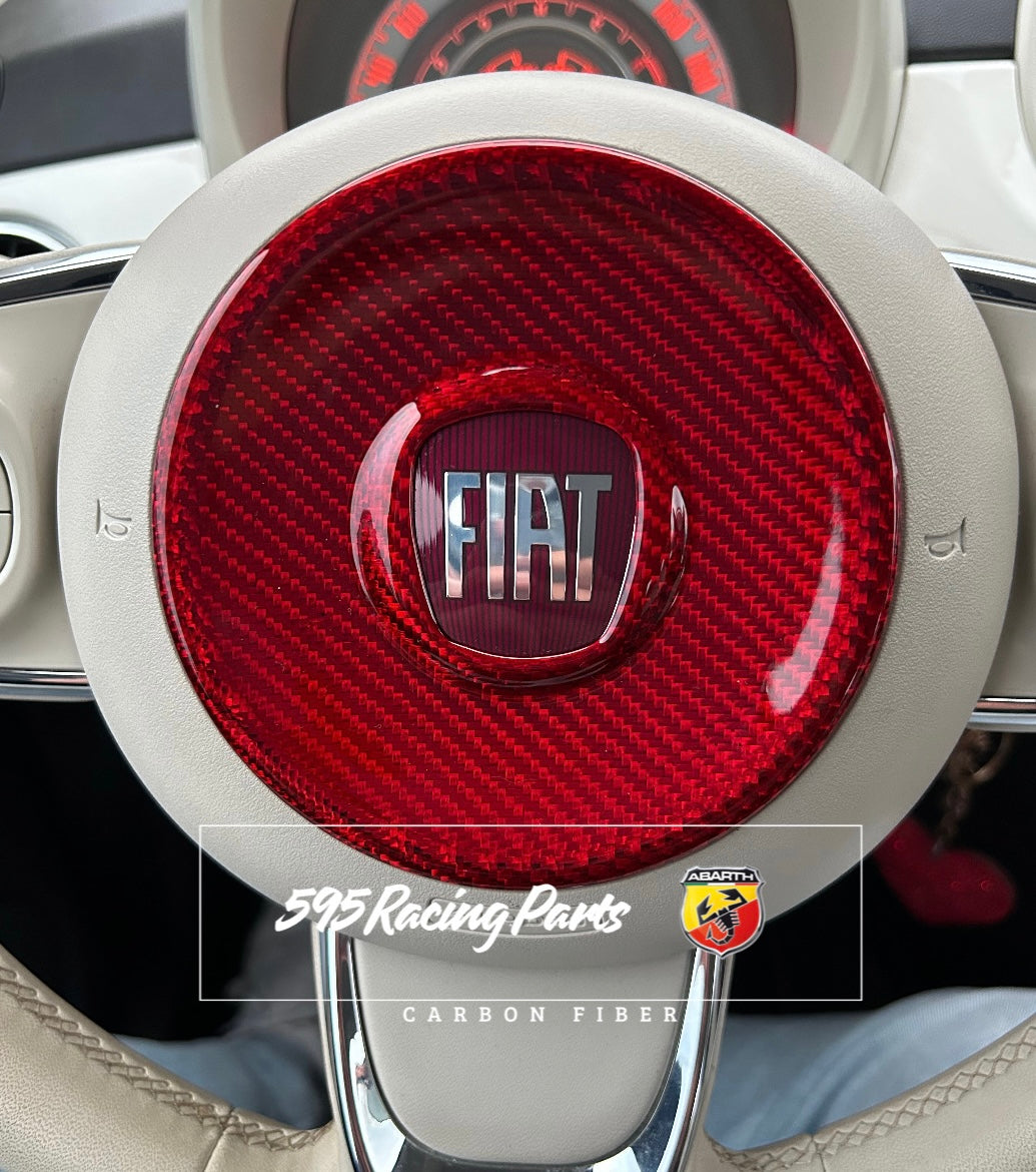 Steering Wheel Cover Airbag in REAL CARBON Fiat 500 Abarth - 595 - 695 - Fiat 500 - in different finishes 
