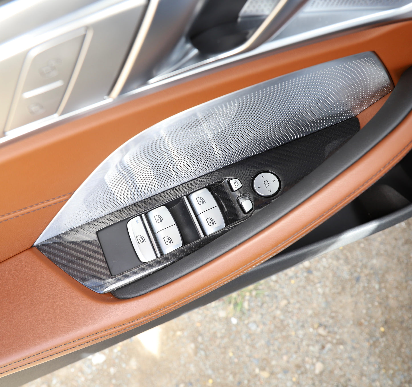 Cover zona alza cristalli in VERO CARBONIO per BMW Serie 8 2019-2022