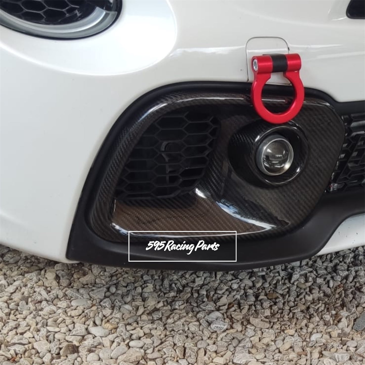 Pair of REAL CARBON fog light covers for Abarth 500 - 595 - 695 Restyling bumpers