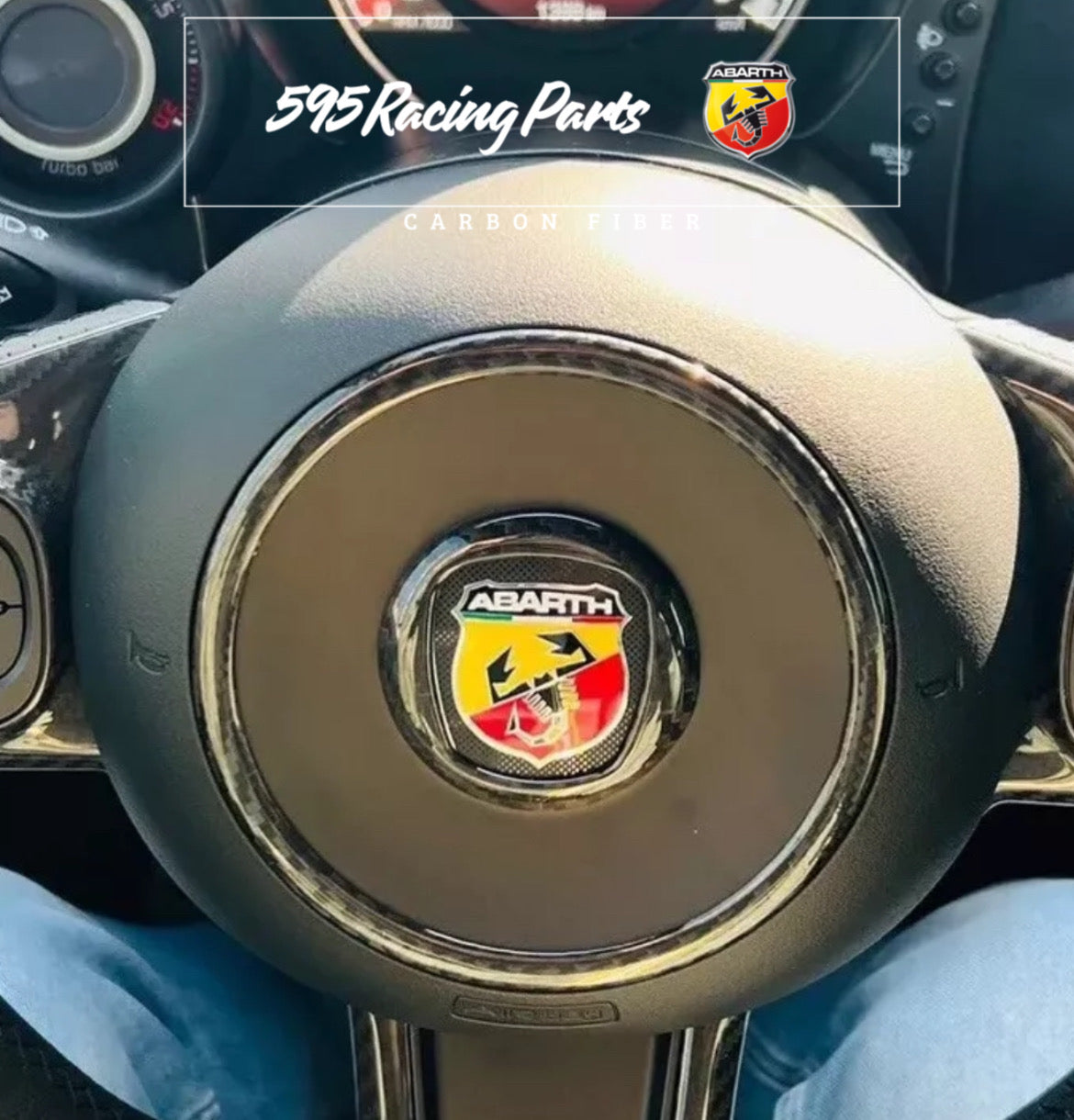 Cover Rings Steering Wheel Airbag in REAL CARBON Fiat 500 Abarth 595 - 695 - Fiat 500 - in different finishes