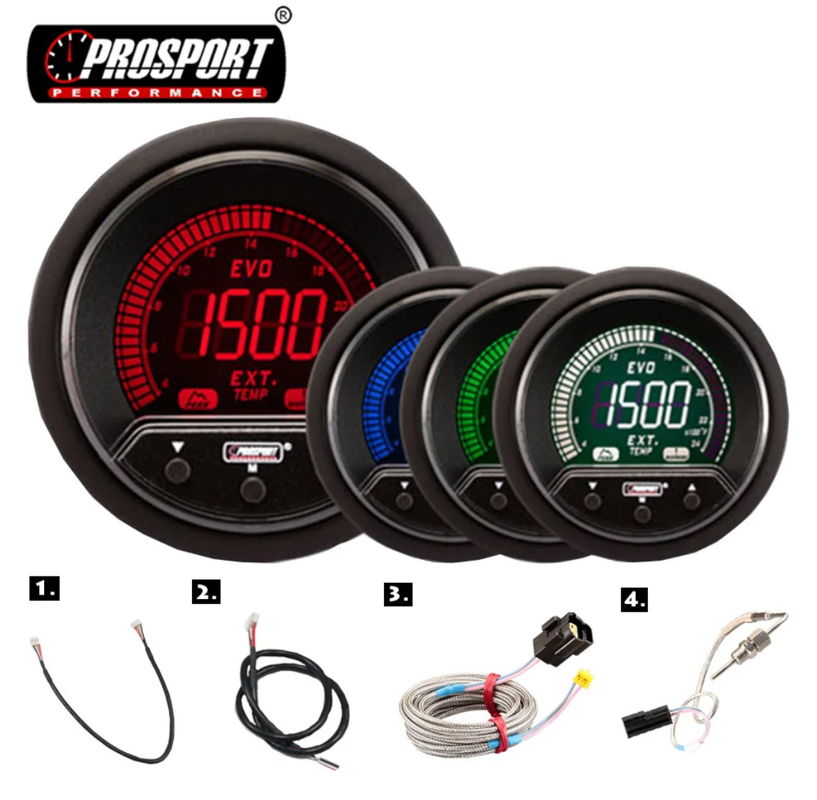 Prosport Exhaust Gas Temperature Gauge (EGT) for Abarth 500 - 595 - 695