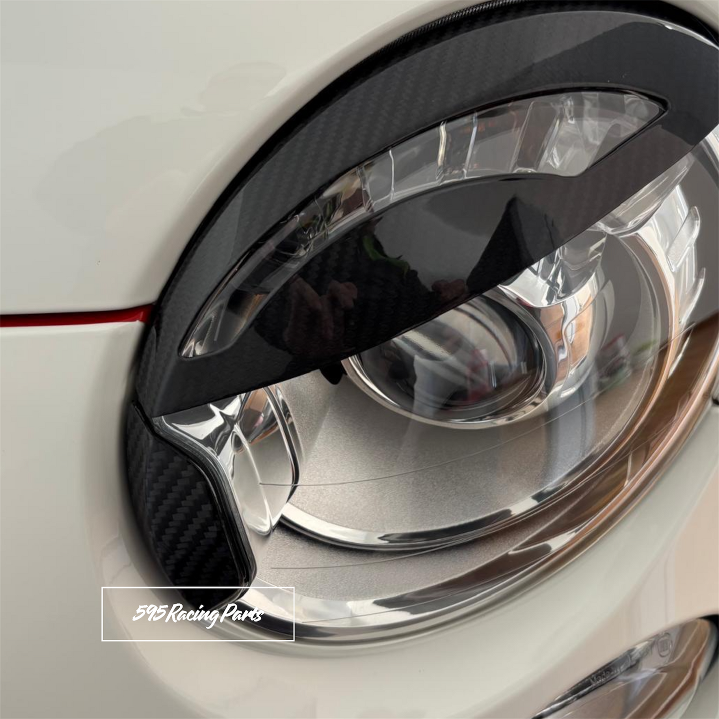 Coppia cover lava fari per fanali anteriori Xeno in VERO CARBONIO 500 Abarth - 595 - 695 - 500