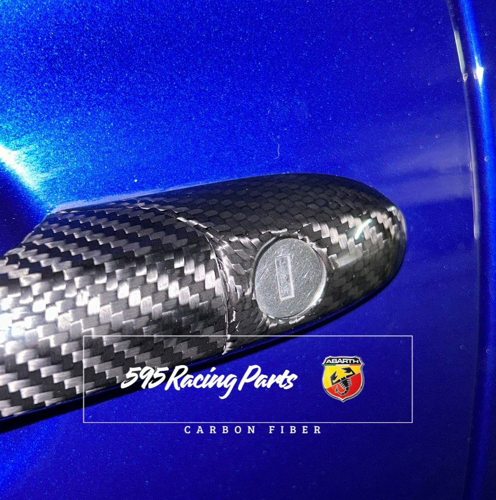 Pair of Door Handle Covers in REAL CARBON Fiat 500 Abarth 595 - 695 - Fiat 500 