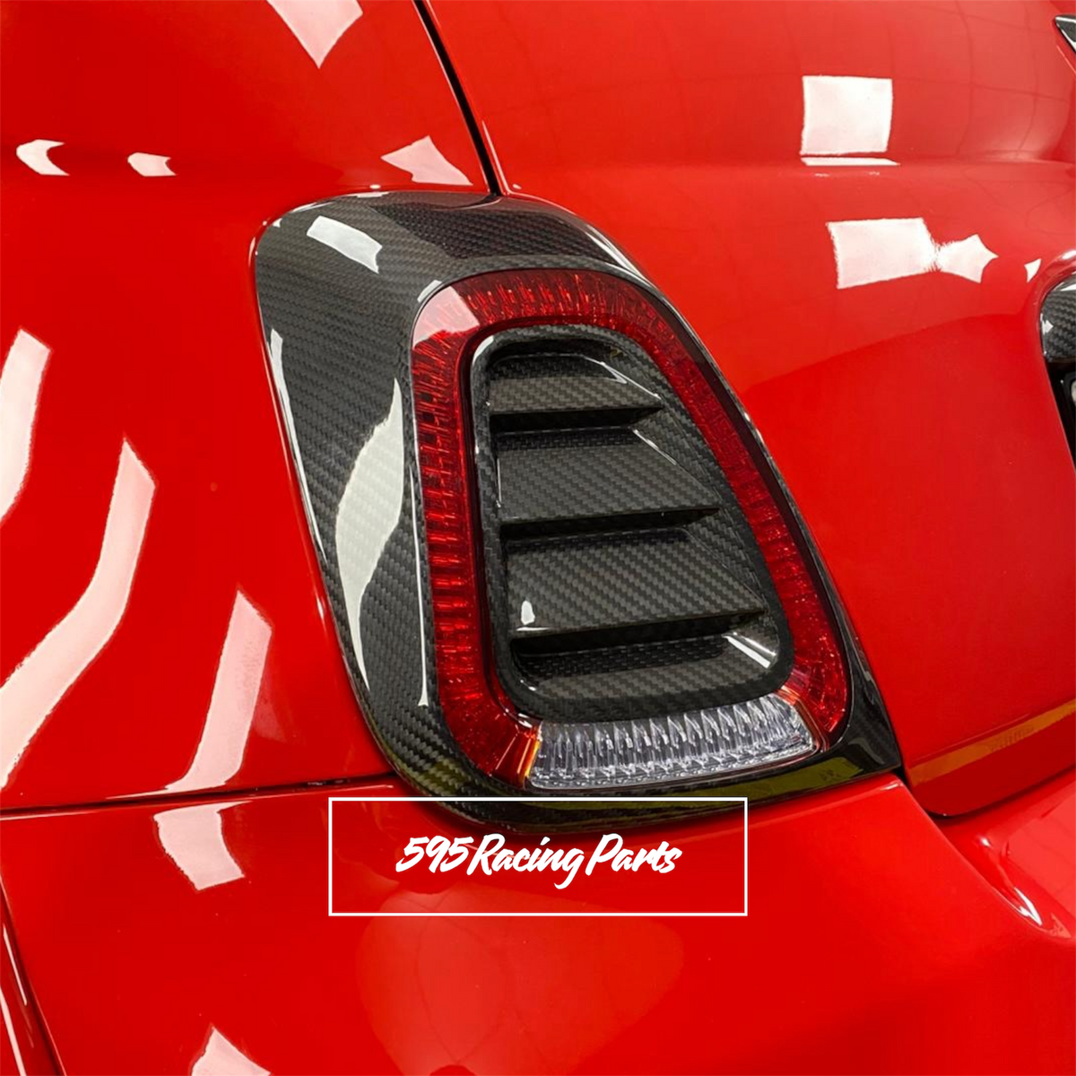 Pair of REAL CARBON rear light plates Fiat 500 Abarth - 595 - 695 Restyling