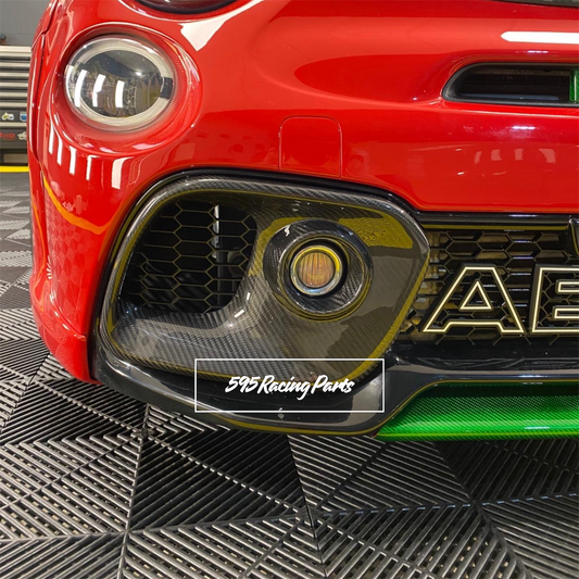 Pair of REAL CARBON fog light covers for Abarth 500 - 595 - 695 Restyling bumpers