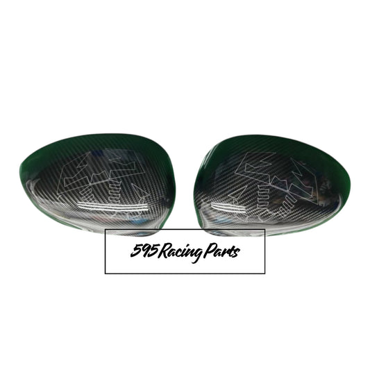 Coppia Cover Calotte Specchietti Aerografate in CARBONIO VERO per Fiat 500 Abarth - 595 - 695 - Punto Abarth