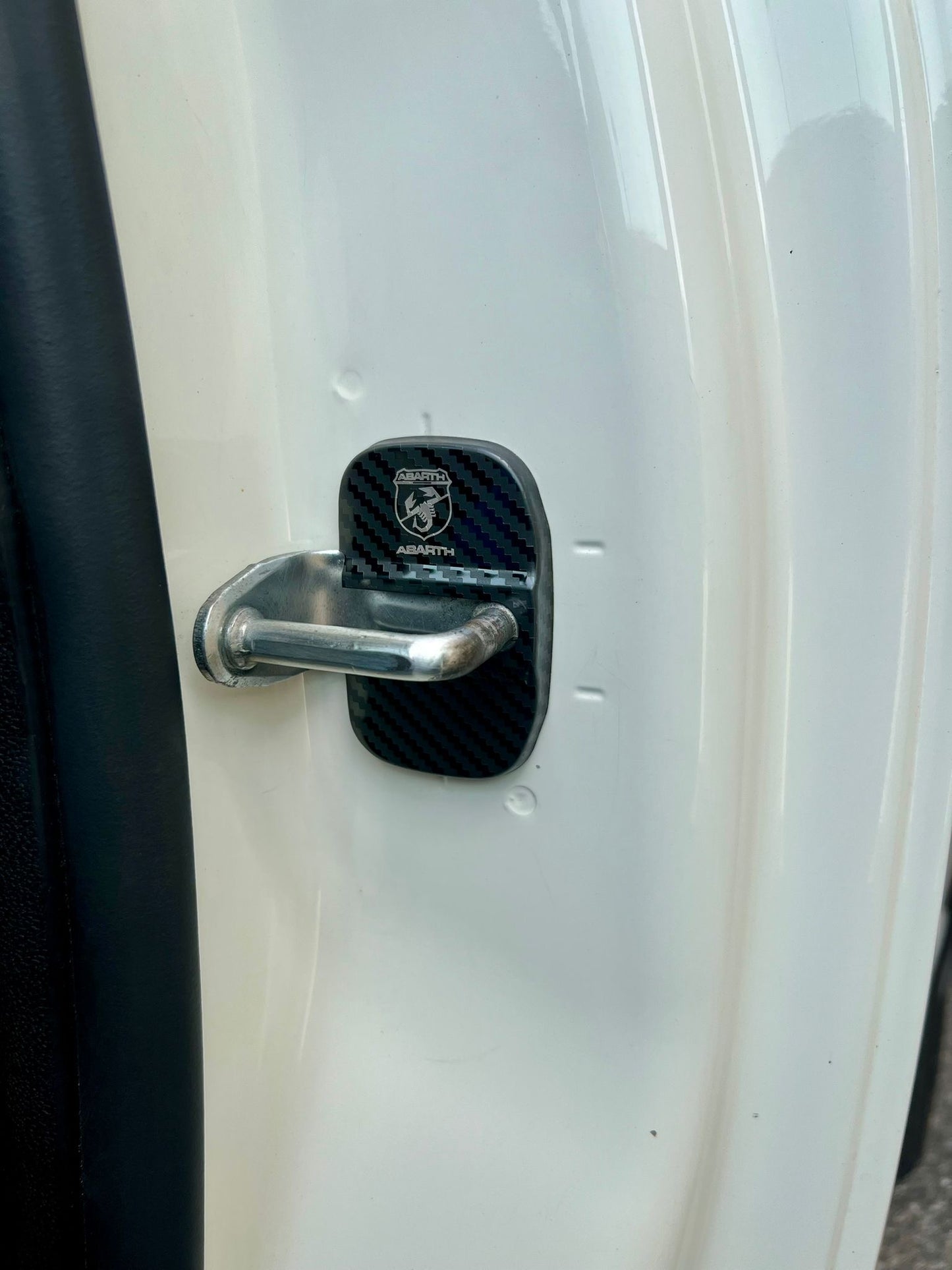 Pair of carbon look door lock covers for Fiat 500 Abarth - 595 - 695 - Fiat 500