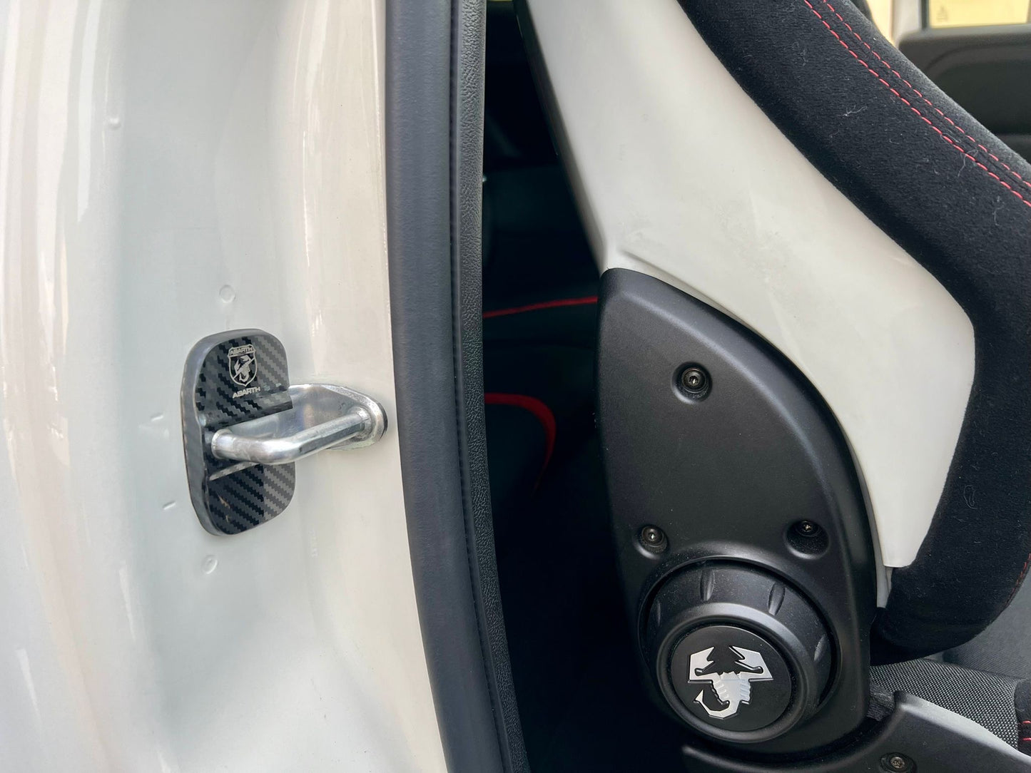 Pair of carbon look door lock covers for Fiat 500 Abarth - 595 - 695 - Fiat 500