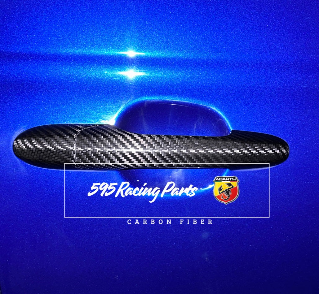 Pair of Door Handle Covers in REAL CARBON Fiat 500 Abarth 595 - 695 - Fiat 500 